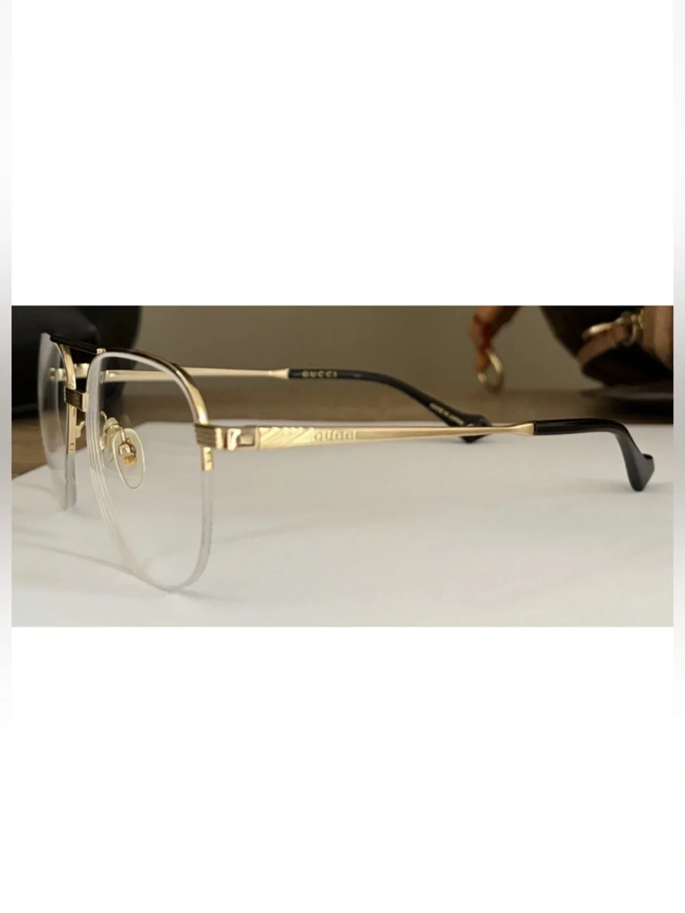 Gucci GG0745O Gold Aviator Optical Frames 54mm Metal